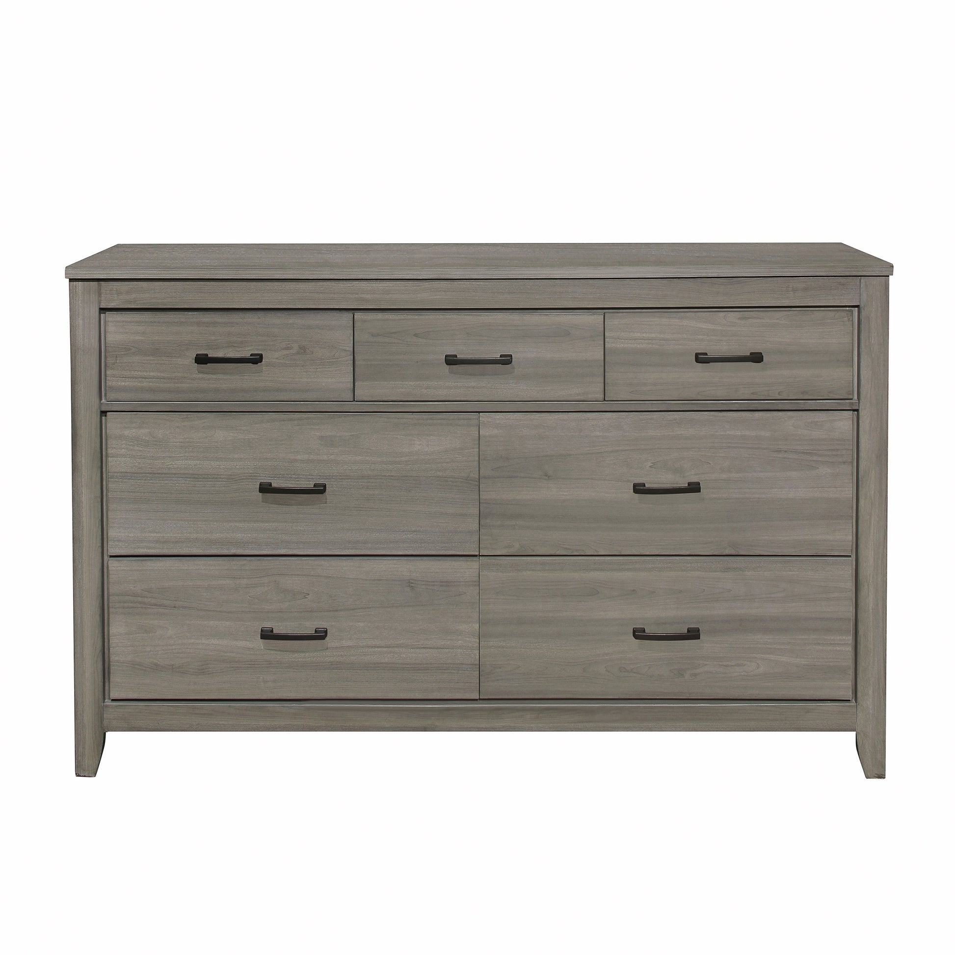 Dark Gray Finish Transitional Look 1Pc Dresser Of 7 Drawers Industrial Rustic Modern Style Bedroom Furniture Dark Gray 5 Drawers & Above Bedroom Transitional Wood