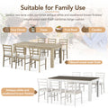 7 Piece Wooden Dining Table Set Mutifunctional Extendable Table With 12