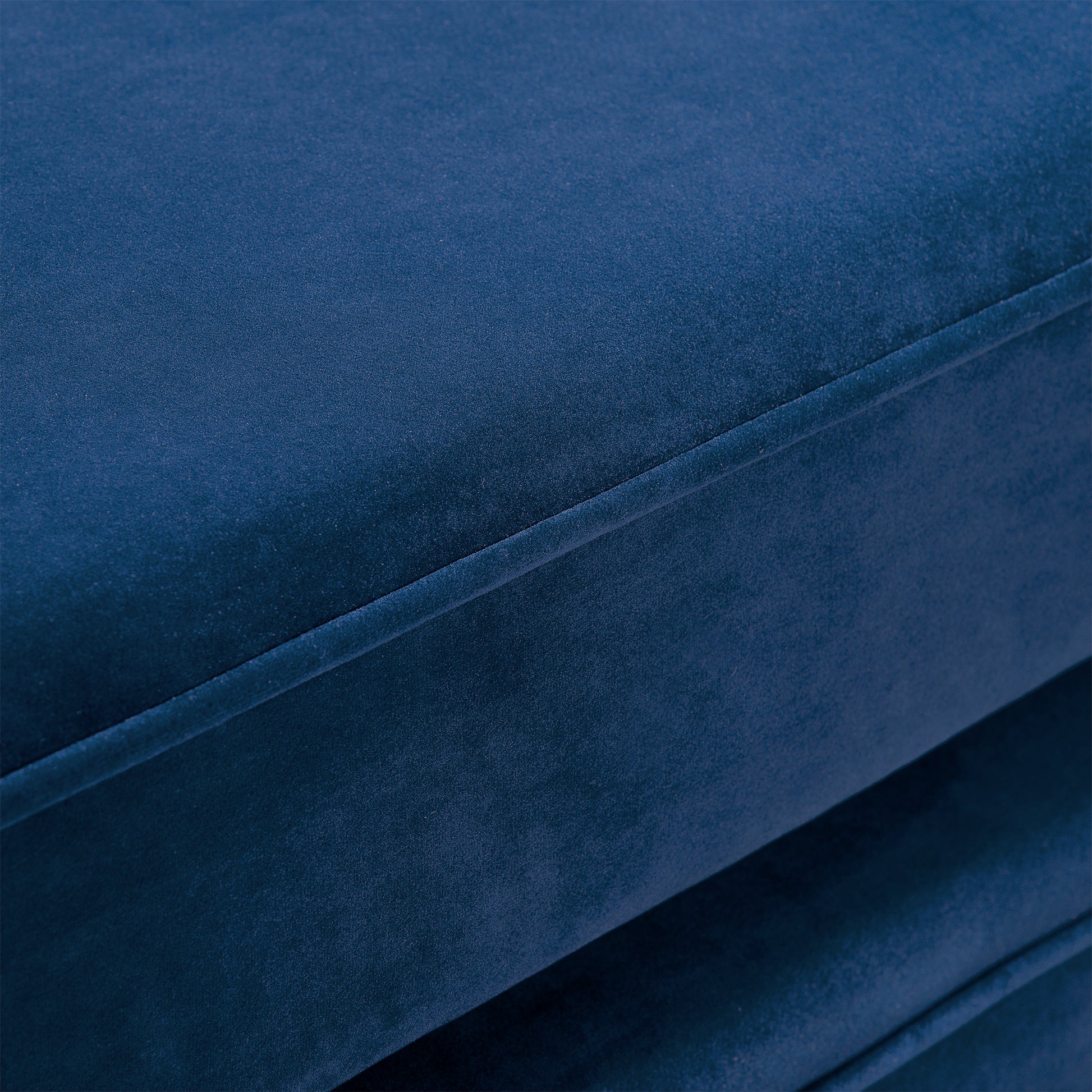 Chaise Lounge With Scroll Arm Blue Fabric