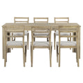 7 Piece Wooden Dining Table Set Mutifunctional Extendable Table With 12