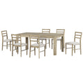 7 Piece Wooden Dining Table Set Mutifunctional Extendable Table With 12