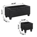 Video Large Storage Ottoman Bench Set, 3 In 1 Combination Ottoman, Tufted Ottoman Linen Bench For Living Room, Entryway, Hallway, Bedroom Support 250Lbs Black Pu