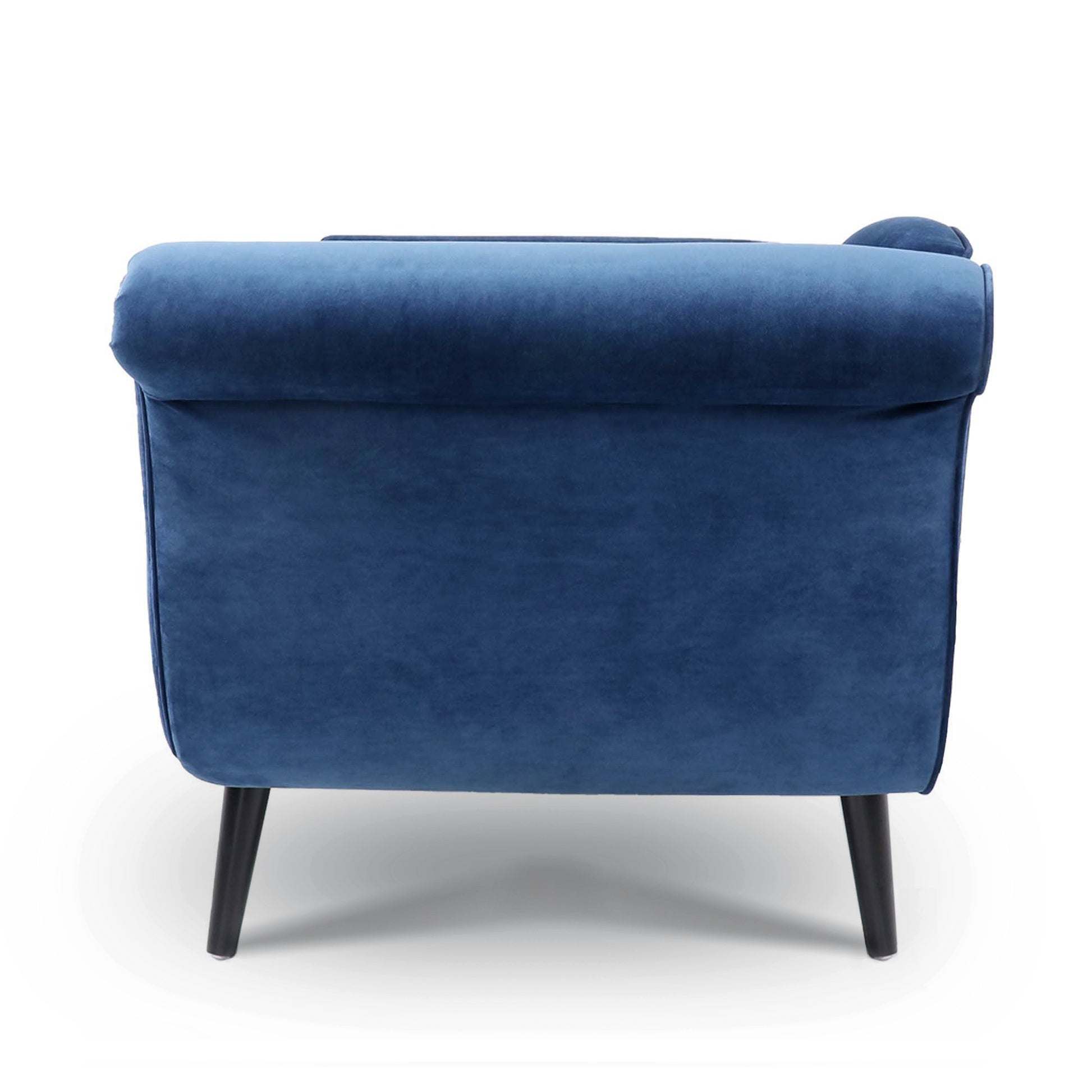 Chaise Lounge With Scroll Arm Blue Fabric