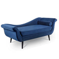 Chaise Lounge With Scroll Arm Blue Fabric