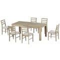 7 Piece Wooden Dining Table Set Mutifunctional Extendable Table With 12