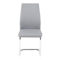 Light Grey Modern Simple Style Dining Chair Pu Leather Chrome Metal Pipe Restaurant Home Chair Set Of 2 Light Grey Pu Leather