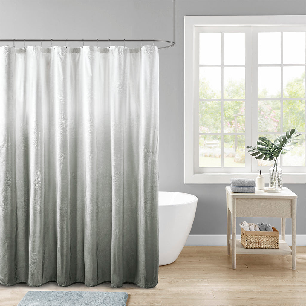 Ombre Printed Seersucker Shower Curtain Grey Polyester