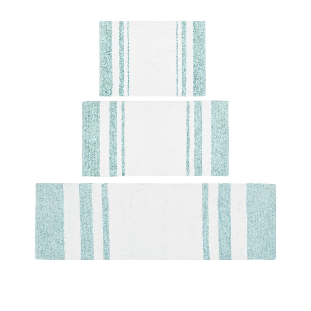 Reversible Bath Rug Aqua Cotton