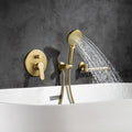 3 Hole Wall Mount Widespread Bathroom Waterfall brushed gold-metal