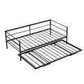 Twin Size Metal Daybed With Adjustable Trundle, Pop Up Trundle, Black Black Metal