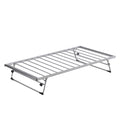 Twin Size Metal Daybed With Adjustable Trundle, Pop Up Trundle, Silver Silver Metal