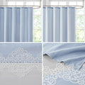 Pieced And Embroidered Shower Curtain Blue Polyester