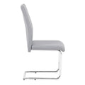 Light Grey Modern Simple Style Dining Chair Pu Leather Chrome Metal Pipe Restaurant Home Chair Set Of 2 Light Grey Pu Leather