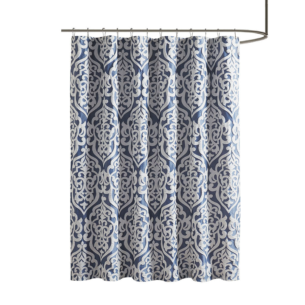 Jacquard Shower Curtain Silver Cotton