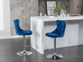 Swivel Velvet Barstools Adjusatble Seat Height From 25 33 Inch, Modern Upholstered Chrome Base Bar Stools With Backs Comfortable Tufted For Home Pub And Kitchen Island Blue,Set Of 2 Blue Foam Velvet