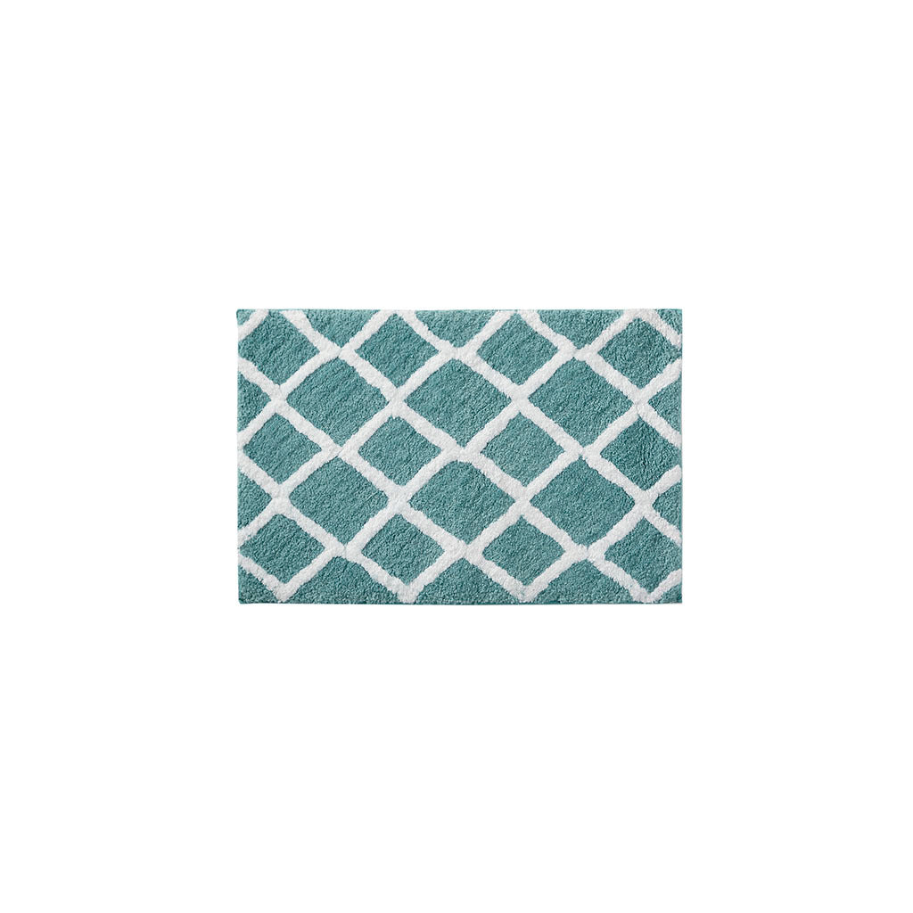 Reversible High Pile Tufted Microfiber Bath Rug Aqua Microfiber