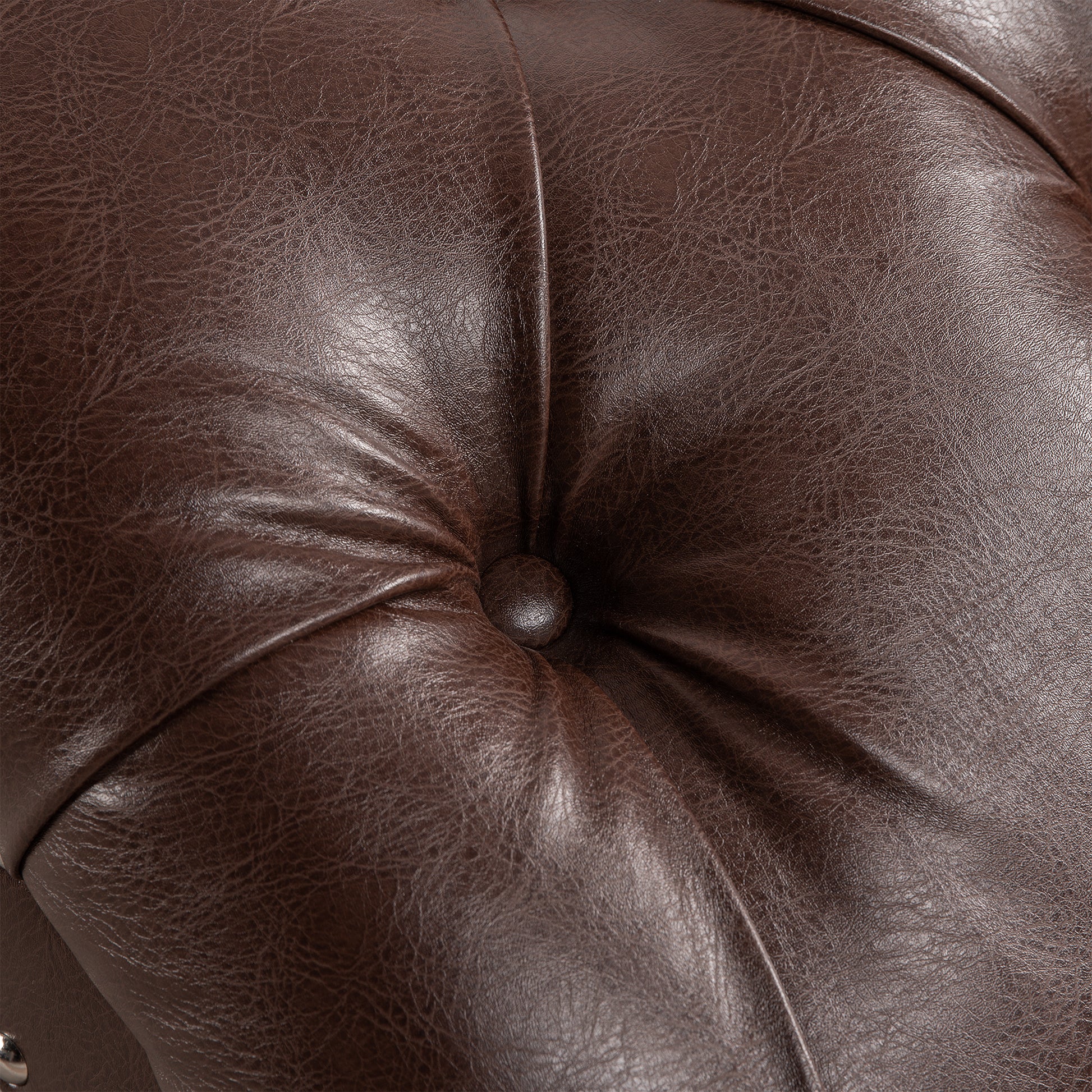 Tufted Armless Chaise Lounge Dark Brown Pu Pu
