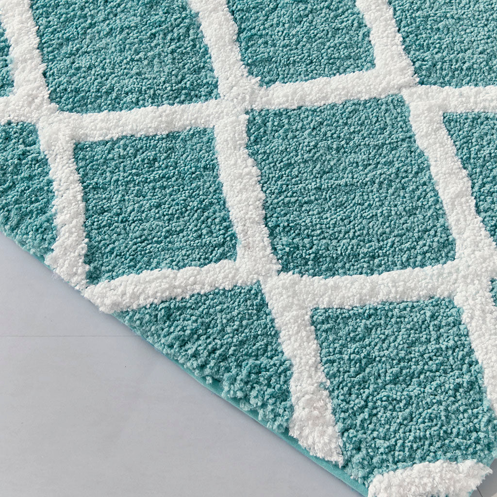 Reversible High Pile Tufted Microfiber Bath Rug Aqua Microfiber