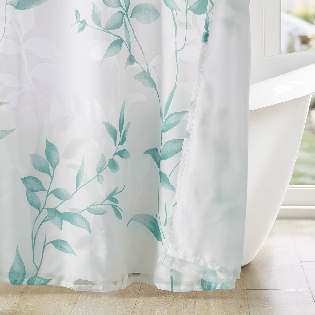 Burnout Printed Shower Curtain Seafoam Polyester