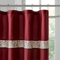 Faux Silk Embroidered Floral Shower Curtain Red Polyester