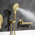3 Hole Wall Mount Widespread Bathroom Waterfall brushed gold-metal