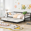 Twin Size Metal Daybed With Adjustable Trundle, Pop Up Trundle, Black Black Metal