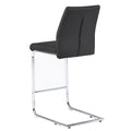 Black Modern Simple Bar Chair Pu Leather Chrome Metal Pipe, Restaurant, Family Bar Chair Set Of 2 Black Pu Leather