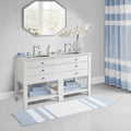 Reversible Bath Rug Blue Cotton