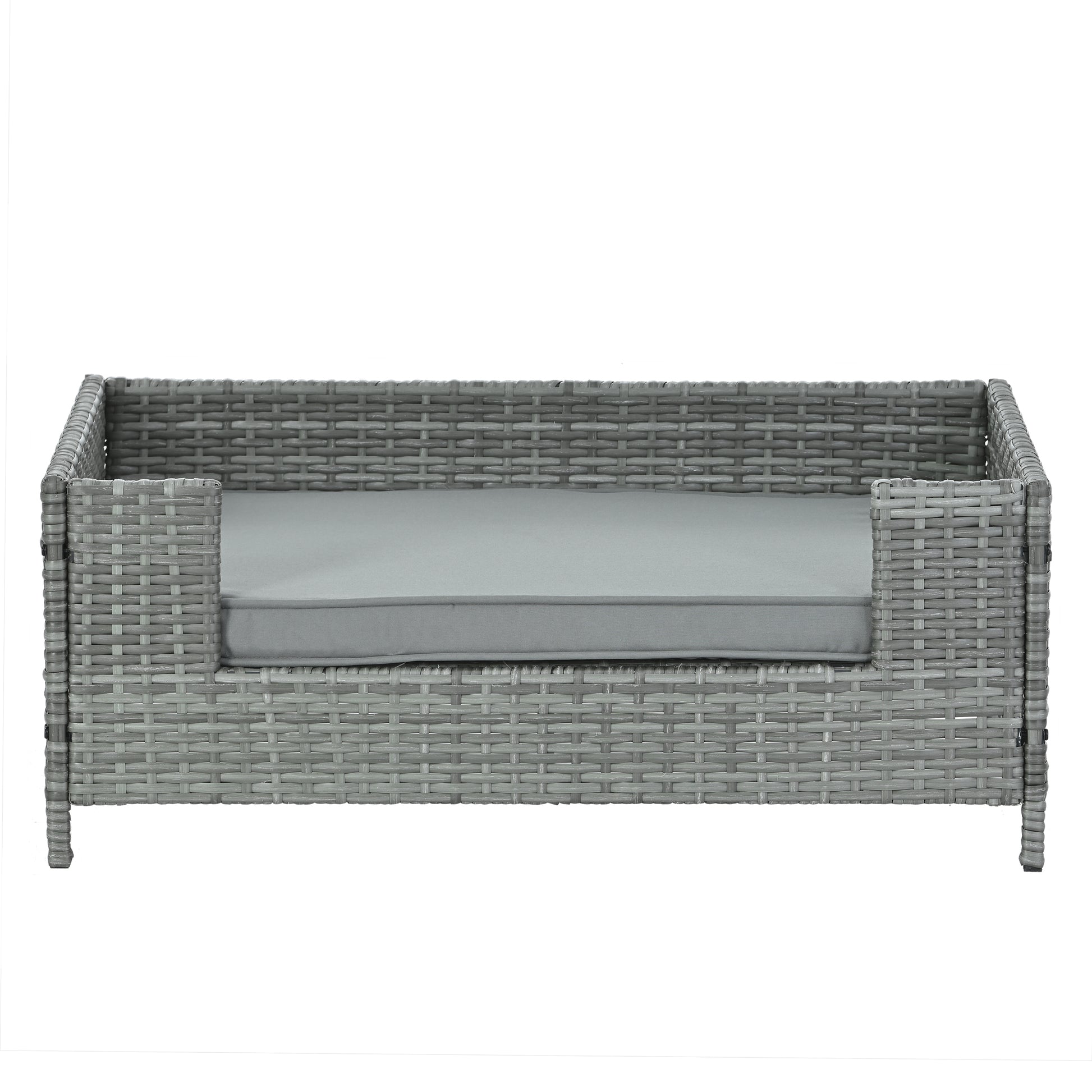 Dog Bed, Pet Bed, Pet Enclosures, Pet Outdoor Furniture, Pet Patio Furniture, Seasonal Pe Wicker Pet Furniture, Dog Bed With Cushion Dark Grey Pe Rattan Iron Waterproof Fabric