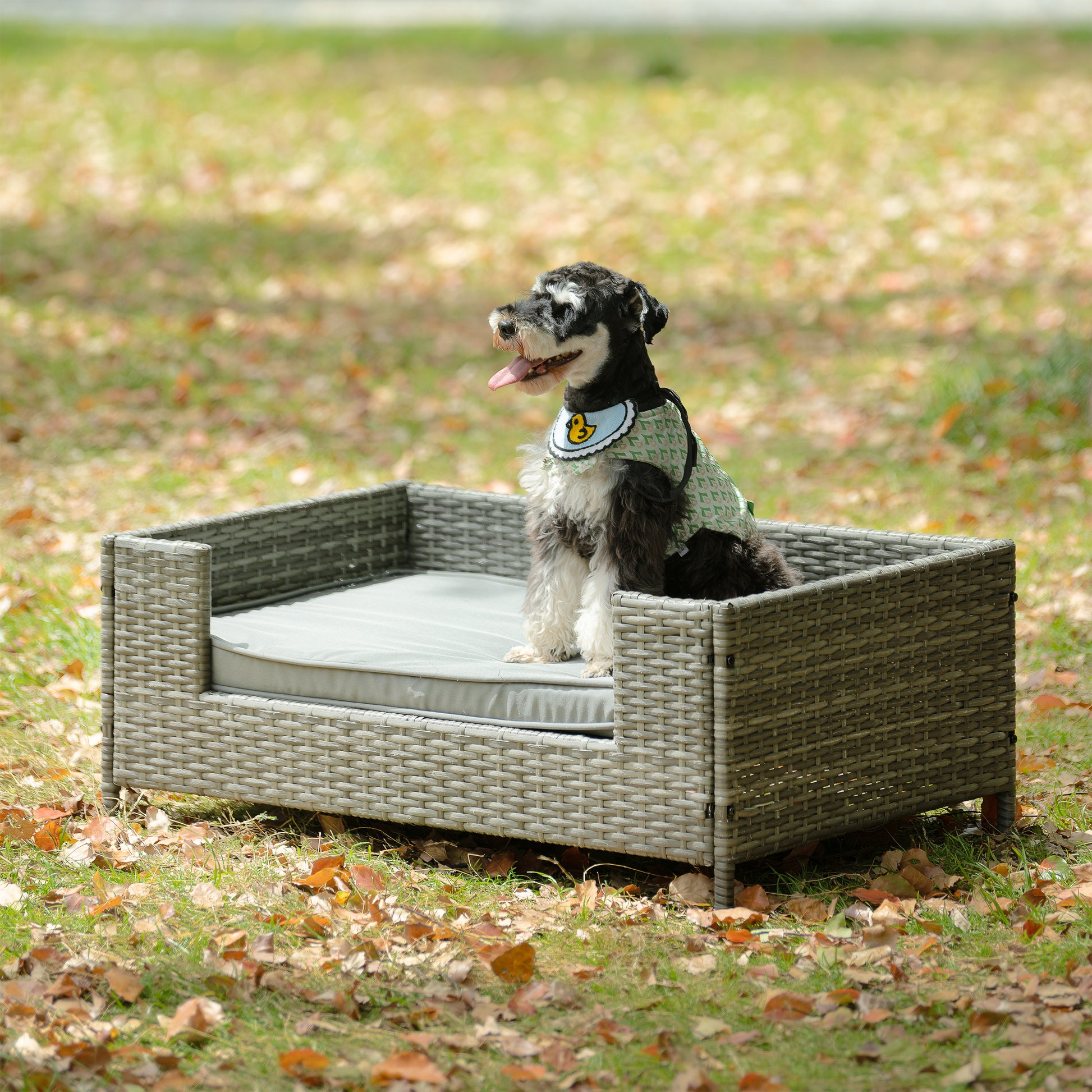 Dog Bed, Pet Bed, Pet Enclosures, Pet Outdoor Furniture, Pet Patio Furniture, Seasonal Pe Wicker Pet Furniture, Dog Bed With Cushion Dark Gray Pe Rattan Iron Waterproof Fabric