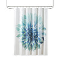 Printed Floral Cotton Shower Curtain Aqua Cotton