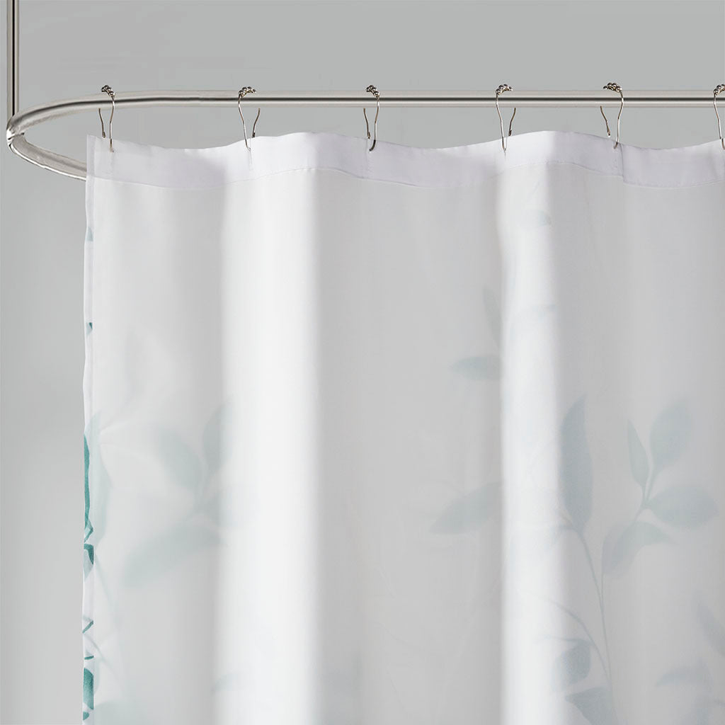 Burnout Printed Shower Curtain Seafoam Polyester