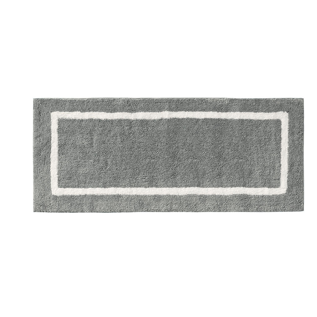 Reversible High Pile Tufted Microfiber Bath Rug Grey Microfiber