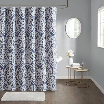 Jacquard Shower Curtain Silver Cotton