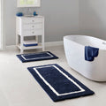 Reversible High Pile Tufted Microfiber Bath Rug Navy Microfiber