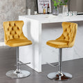 Swivel Velvet Barstools Adjusatble Seat Height From 25 33 Inch, Modern Upholstered Chrome Base Bar Stools With Backs Comfortable Tufted For Home Pub And Kitchen Island Gold,Set Of 2 Gold Foam Velvet