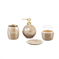 4 Piece Bath Accessory Set Gold Fabric