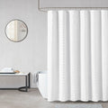 Woven Clipped Solid Shower Curtain White Polyester