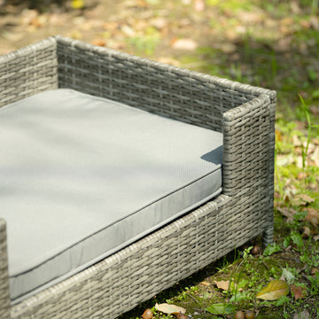 Dog Bed, Pet Bed, Pet Enclosures, Pet Outdoor Furniture, Pet Patio Furniture, Seasonal Pe Wicker Pet Furniture, Dog Bed With Cushion Dark Gray Pe Rattan Iron Waterproof Fabric