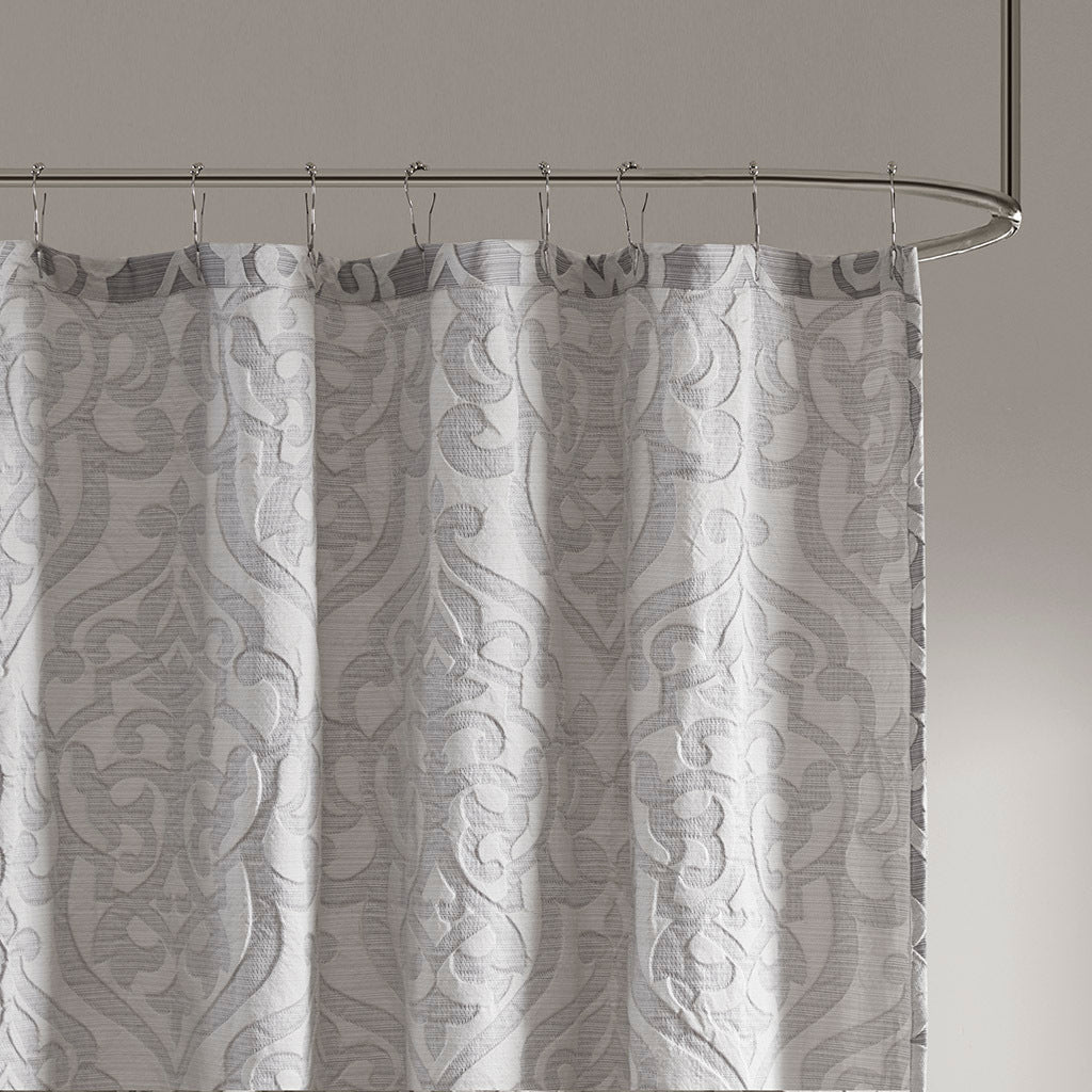 Jacquard Shower Curtain Silver Cotton