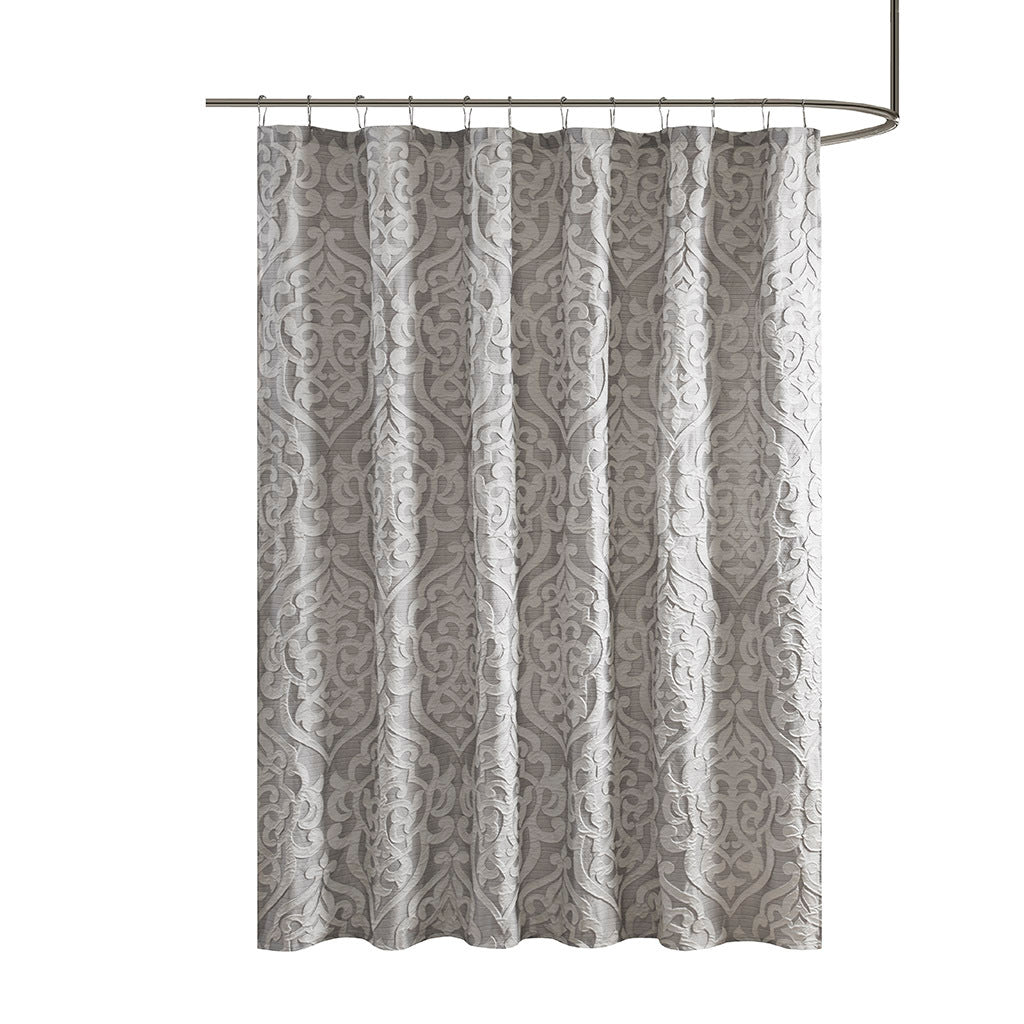 Jacquard Shower Curtain Silver Cotton