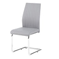 Light Grey Modern Simple Style Dining Chair Pu Leather Chrome Metal Pipe Restaurant Home Chair Set Of 2 Light Grey Pu Leather