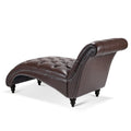 Tufted Armless Chaise Lounge Dark Brown Pu Pu
