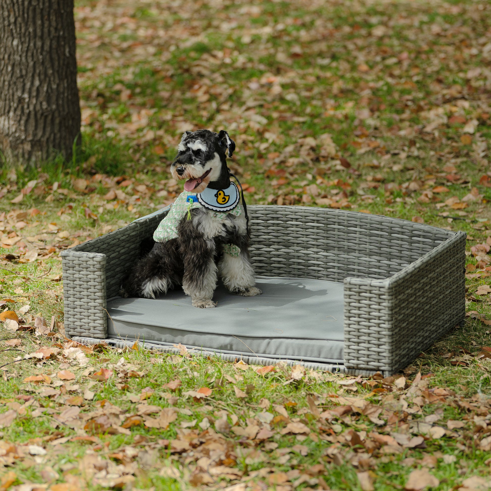 Dog Bed, Pet Bed, Pet Enclosures, Pet Outdoor Furniture, Pet Patio Furniture, Seasonal Pe Wicker Pet Furniture, Dog Bed With Cushion Dark Grey Pe Rattan Iron Waterproof Fabric