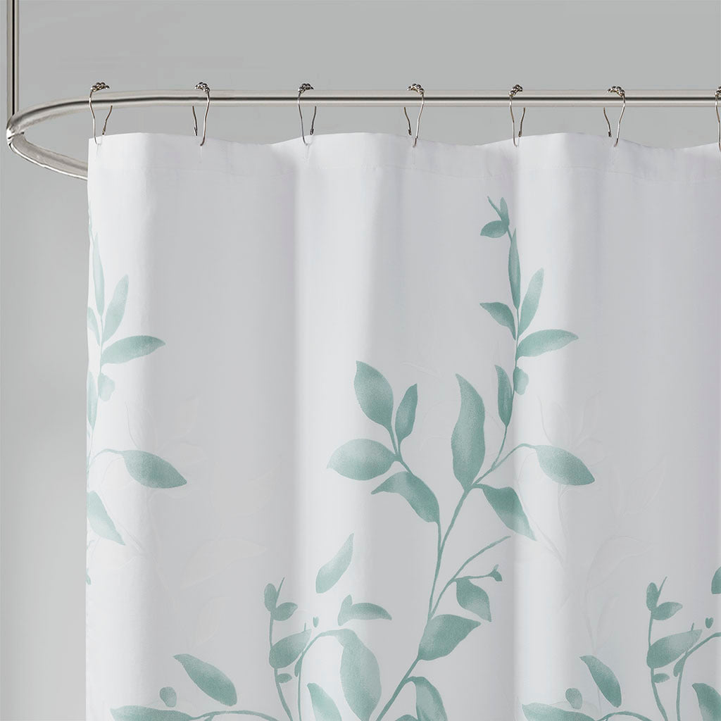 Burnout Printed Shower Curtain Seafoam Polyester