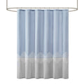 Pieced And Embroidered Shower Curtain Blue Polyester