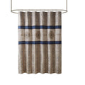 Embroidered Shower Curtain Navy Cotton