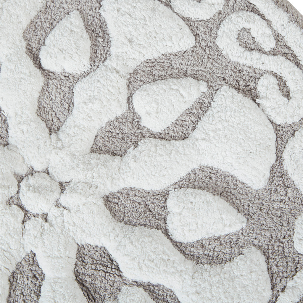 Medallion Cotton Tufted Bath Rug Taupe Cotton