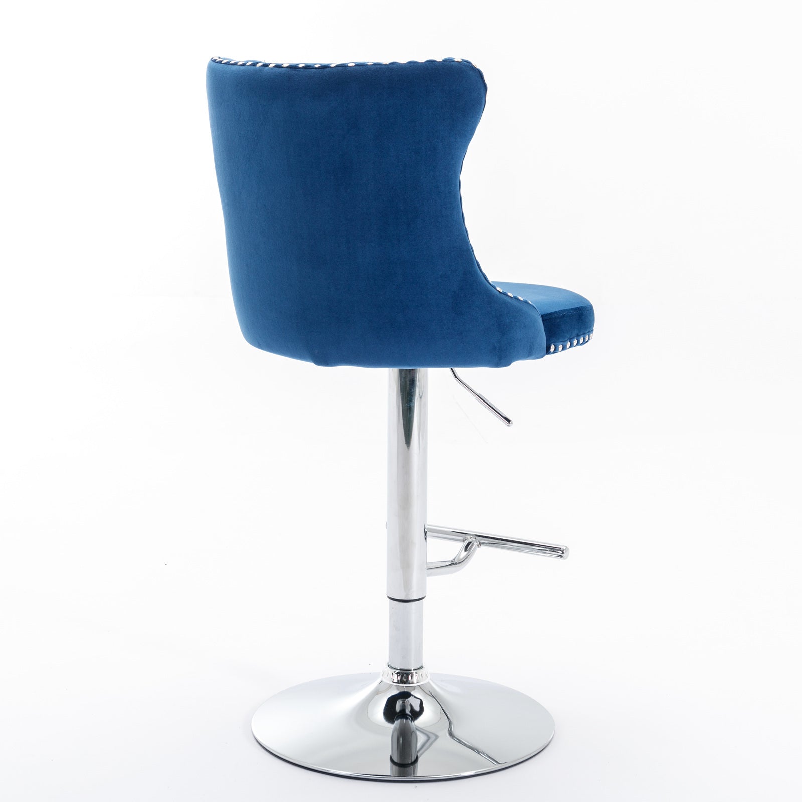 Swivel Velvet Barstools Adjusatble Seat Height From 25 33 Inch, Modern Upholstered Chrome Base Bar Stools With Backs Comfortable Tufted For Home Pub And Kitchen Island Blue,Set Of 2 Blue Foam Velvet