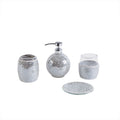 4 Piece Bath Accessory Set Silver Fabric